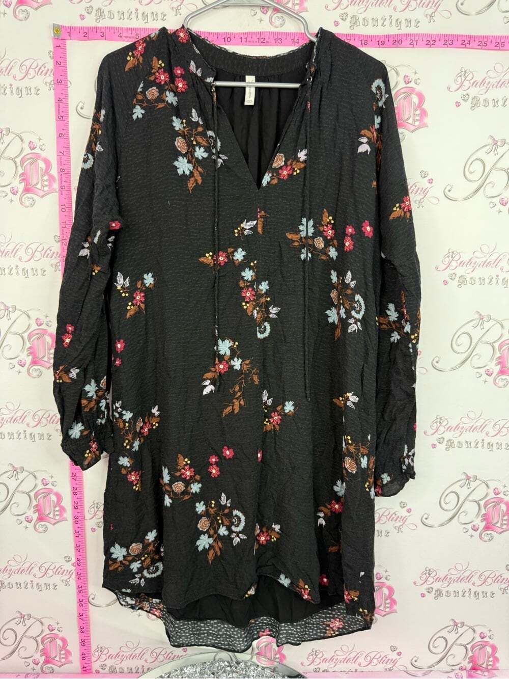 Gentle Fawn dress flowy Black Floral Tunic Dress